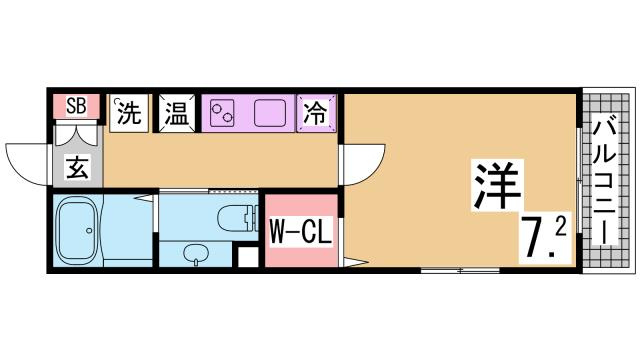 神戸市兵庫区三川口町２丁目の賃貸マンションの間取り