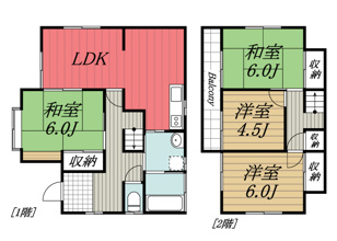 【間取り】 | 市原市瀬又貸家/84.69