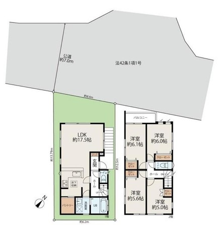 ◆価格改定◆室内リフォーム済み◆汲沢町 中古戸建 3980万円の区画図