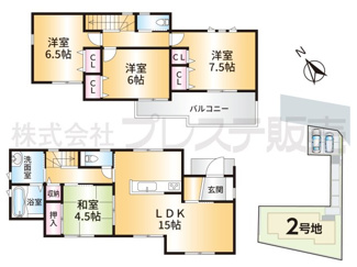 【間取り】 | 奈良市五条西２丁目の新築一戸建 全２区画 | ２号地間取図
