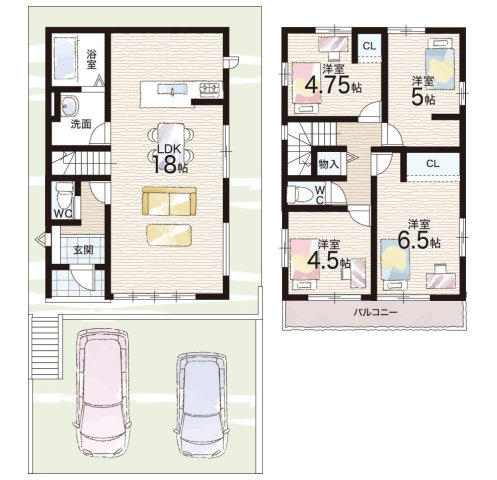 京都市伏見区醍醐古道町　第1期　新築一戸建ての間取り|2号地
