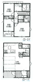 【間取り】 | 【仲介手数料無料！！】日野市多摩平６丁目　新築戸建て（全4棟）No.1号棟　4390万円