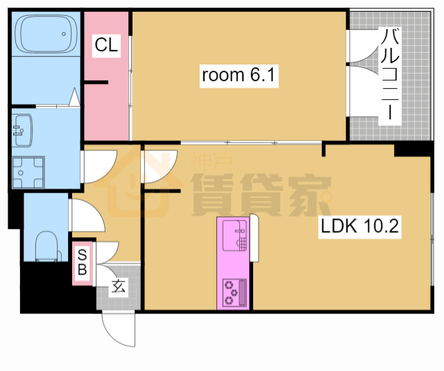 神戸市兵庫区熊野町３丁目のアパートの間取り