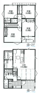 【間取り】 | 【仲介手数料無料！！】日野市多摩平６丁目　新築戸建て（全4棟）No.4号棟　4390万円