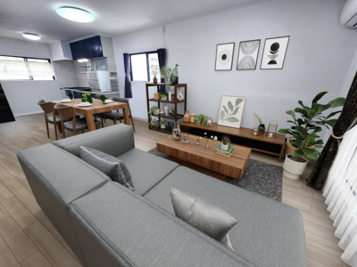【居間・リビング】 | 鈴が峰第2住宅3号棟 | 4階　15帖LDK　※CG加工によりインテリアを配置した画像です