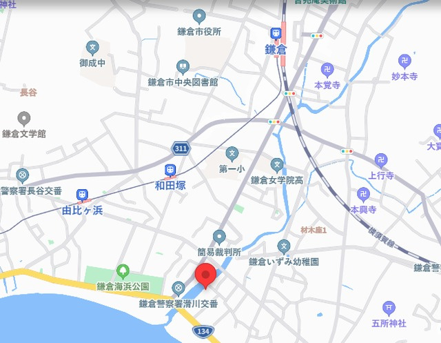 Ｓｕｒｆ　Ｄｏｇｓ 鎌倉材木座の地図