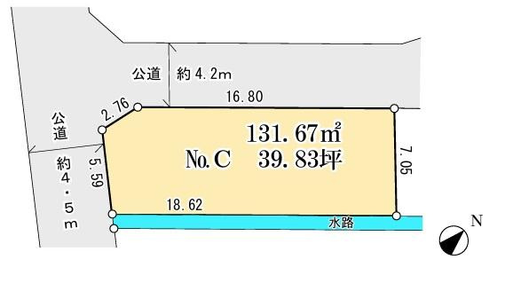 平塚市万田2丁目　売地　の土地図|土地図です。