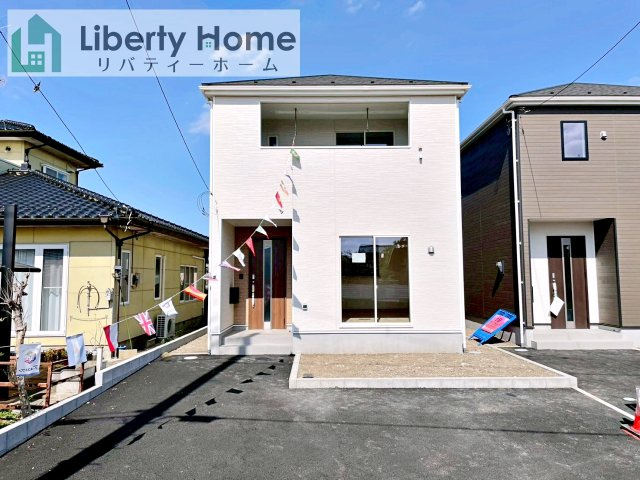 常総市新石下第8　新築戸建　1号棟の外観|ご予約をいただければ、『平日の空いた時間』『周辺物件まとめて見たい』『1件だけ見たい』ももちろん可能です♪
お気軽にお問合せください♪