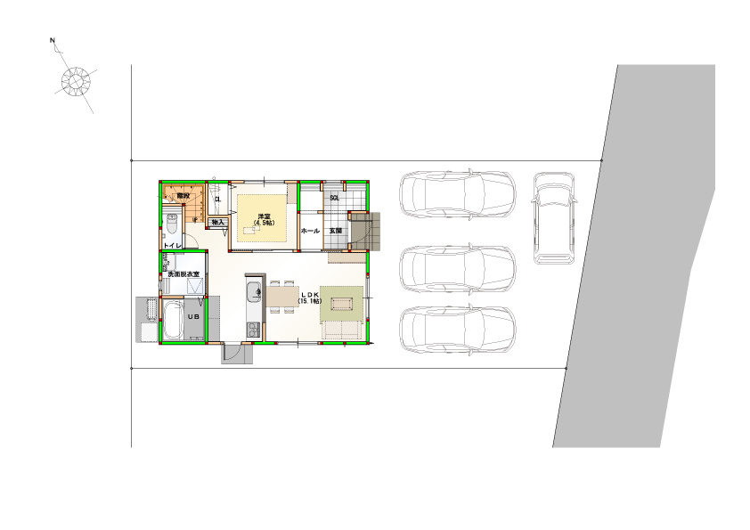 阿南市羽ノ浦町古庄二輛車の区画図
