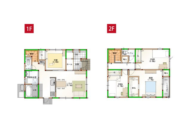 阿南市羽ノ浦町古庄二輛車の間取り