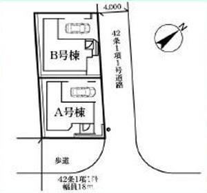平塚市夕陽ケ丘　新築戸建　全２棟の区画図|対象地はB号棟です。