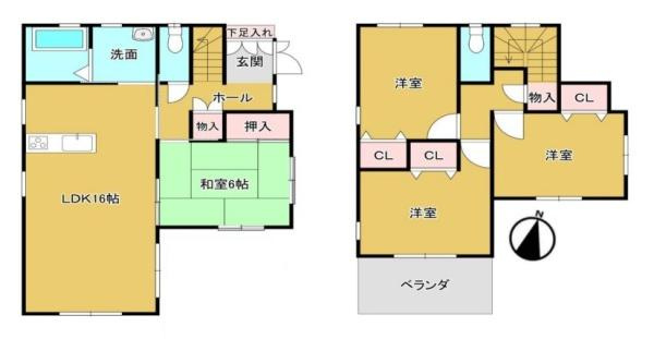 磯城郡川西町結崎　一戸建の間取り|■広々したリビング１６帖・４ＬＤＫの間取りです！大容量の収納など、ご家族のお住まいにピッタリです！