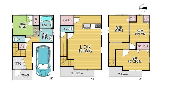 【間取り】 | 大阪市東成区深江南3丁目　中古戸建