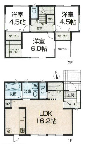 秦野市平沢　中古戸建の間取り