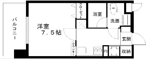 熊本市中央区辛島町の賃貸マンションの間取り