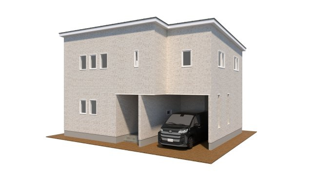 東金市東金/角地にあるガレージの付いた駅徒歩6分の家の外観パース