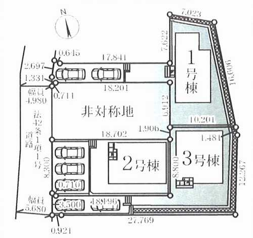 藤沢市石川5期　新築戸建全3棟　1号棟の区画図