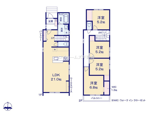 【間取り】 | 刈谷市中手町２丁目202-1『仲介料無料』新築戸建て | 2号棟