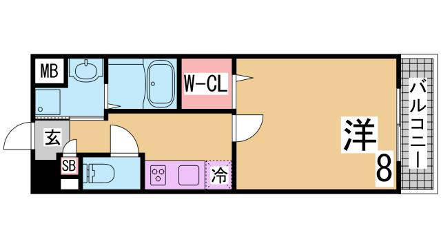 神戸市須磨区車字潰ノ下の賃貸マンションの間取り