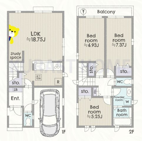 長岡京市今里薬師堂　新築戸建の間取り