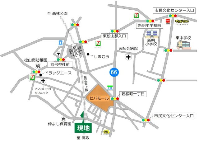 東松山市幸町 土地104坪の地図