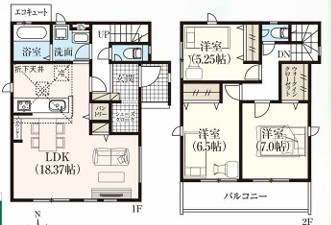 【新築戸建】　いわき市錦町花ノ井3期の間取り|間取り図です。ご参照ください。