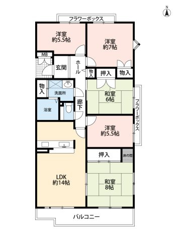 メゾン光ヶ丘　弐号棟の間取り|広々の5LDK・専有面積102.70㎡。