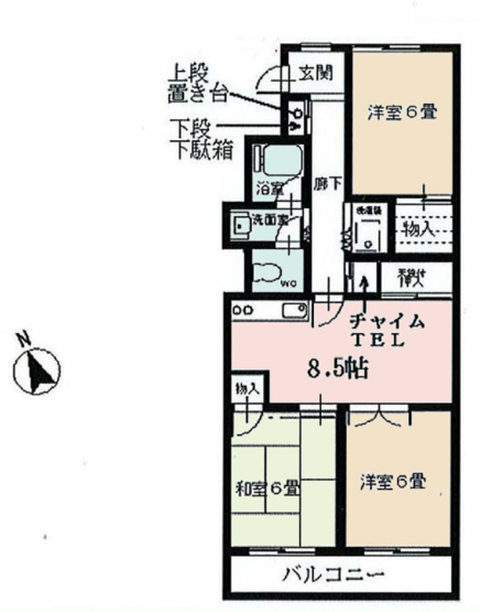 【間取り】 | ヴェルドミール大和田 | 3LDKは、リビングダイニングキッチンと3つの居室がある間取り。ファミリー層に非常に人気の高い間取りで、広々としたリビングで家族団らんを楽しみ、個室でプライベートな時間も確保できるのが大きな魅力です。
