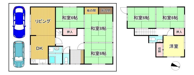 坂出市御供所町　中古戸建の間取り