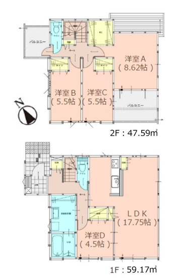 【間取り】 | 春日市白水ヶ丘2丁目3期　2号棟（全3棟）【仲介手数料無料・0円】 | 平日、土日祝日もお好きな日時にご見学可能です。お気軽にお問合せ下さい。