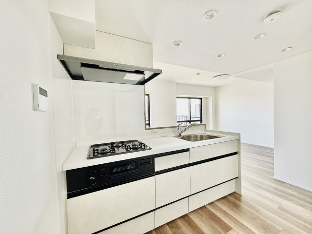 セントラルステージパーク・ホームズのキッチン|キッチンからはリビング全体が良く見渡せる間取りになっています！食事の支度をしながらご家族とのコミュニケーションが楽しめます！
