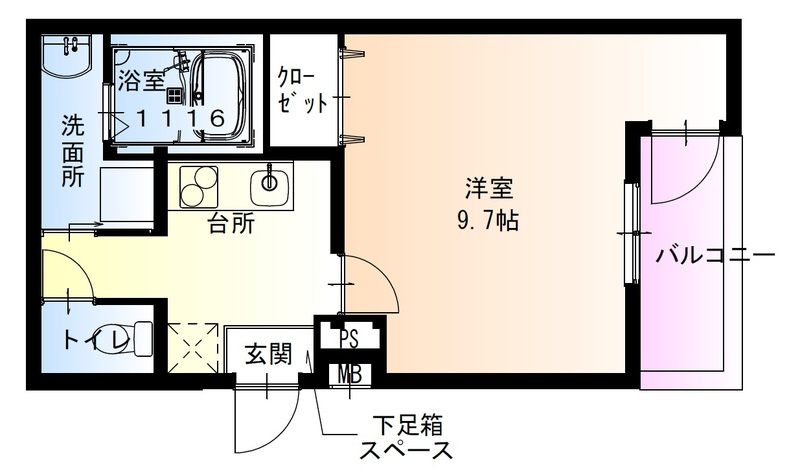 フジパレス平野公園Ⅱ番館の間取り