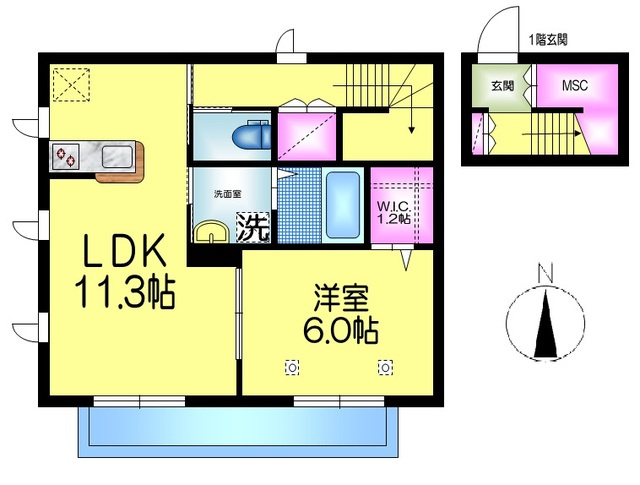 ノブコートの間取り|★最上階★角部屋★３面採光★