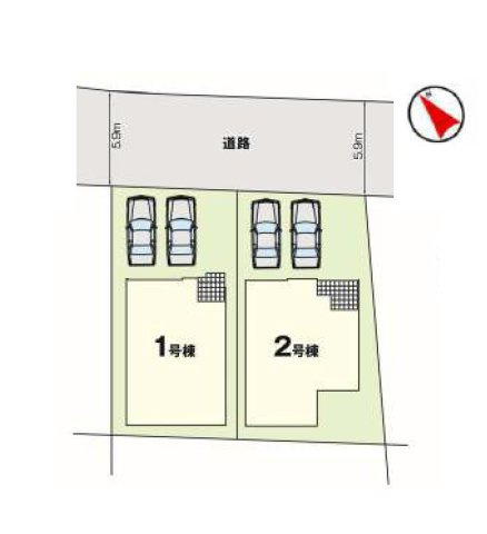 熊本市東区西原1丁目第1-2棟（1号棟）　の区画図|配置図（1号棟）
