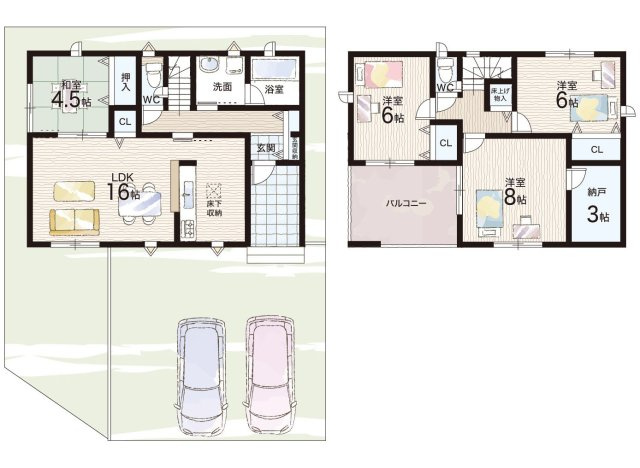野洲市六条　第1期　新築一戸建ての間取り|3号地