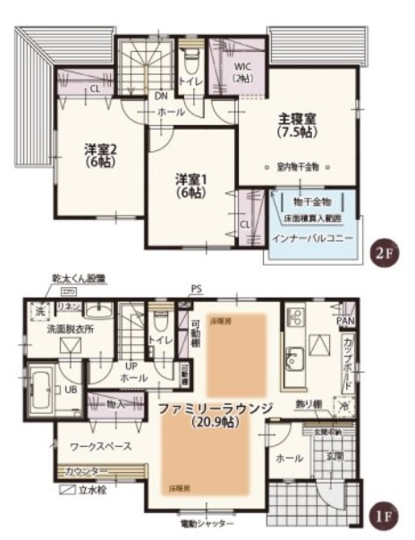 熊谷市久保島 第2期 新築戸建　の間取り|リビングに床暖房搭載