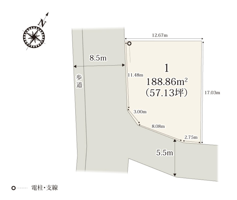 熊谷市久保島　新築戸建　の区画図|南西角地！