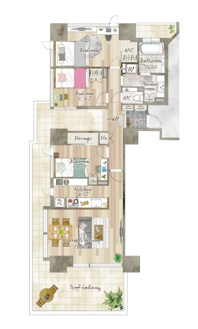 シティタワー前橋千代田町の居間・リビング|■開口の取れた明るいリビングダイニング