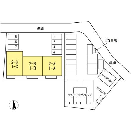 サンライフ門脇Bの区画図