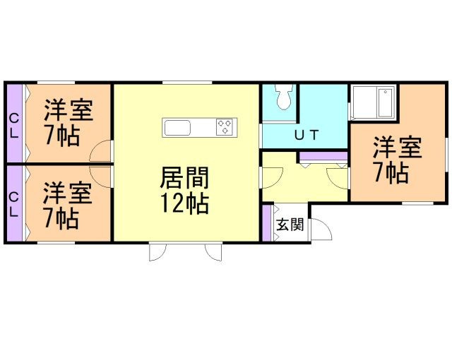 登別市富士町3丁目1-1アパートの間取り