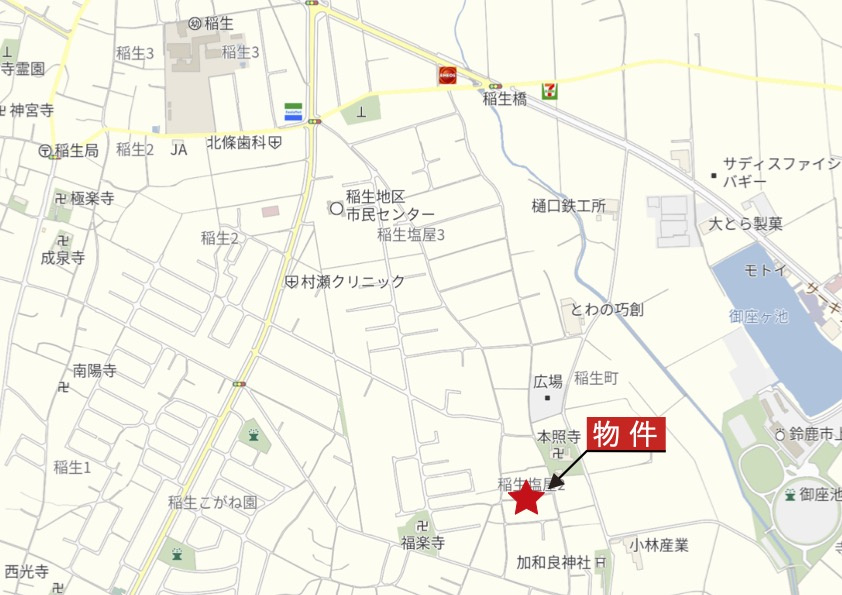 鈴鹿市稲生塩屋2丁目の地図|広域Map