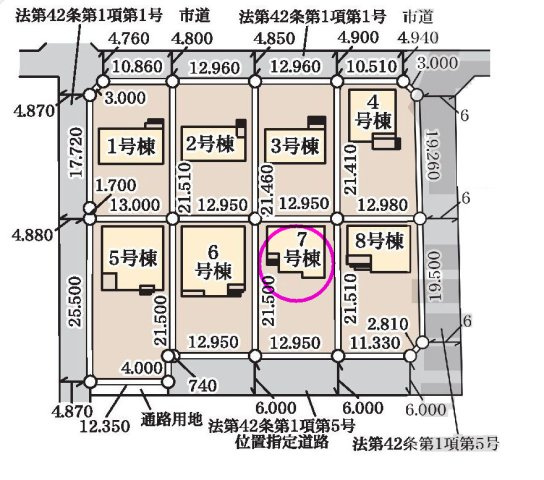 リーブルガーデンS  前橋茂木町第３　７号棟の区画図|駐車場は３台付きです！出し入れしやすい並列駐車ですよ！
