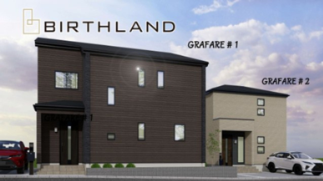 新築戸建・建売　郡山市久留米2丁目　GRAFARE　全2棟の外観パース