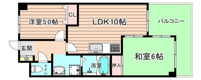 大阪市城東区中央２丁目の賃貸マンションの間取り