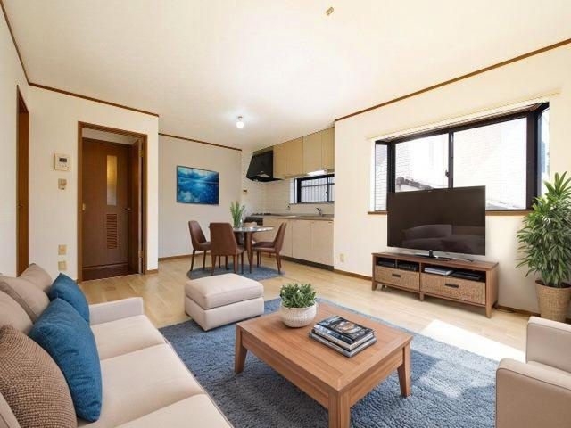 北永井町遊田邸の居間・リビング|CGで家具等を配置したもので家具等は含まれません