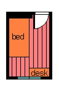 シェアハウスOttO（オット）の間取り|ホテルライクなベッド＆デスクのシンプルなお部屋です。