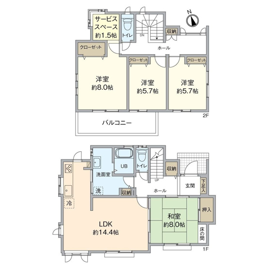 【外観】 | 糟屋郡新宮町湊坂６丁目　戸建て | 前面道路広めなのでバックでの駐車もしやすいです。軽量鉄骨造の丈夫なお家です