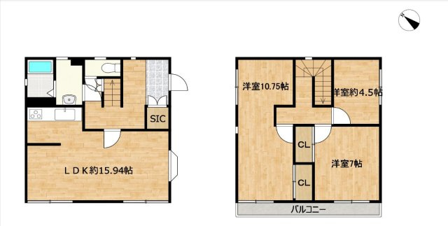 【間取り】 | 糟屋郡宇美町四王寺坂３丁目 戸建て | リビングも居室もゆったりとした3LDKはご家族でゆとりをもって暮らせます