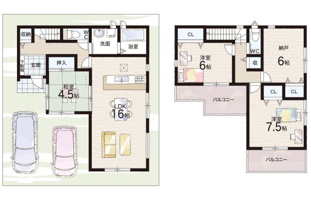 亀岡市篠町篠下中筋　第1期　新築一戸建ての間取り|1号地