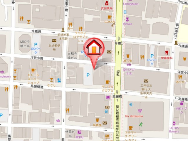 プラウドタワー北浜の地図